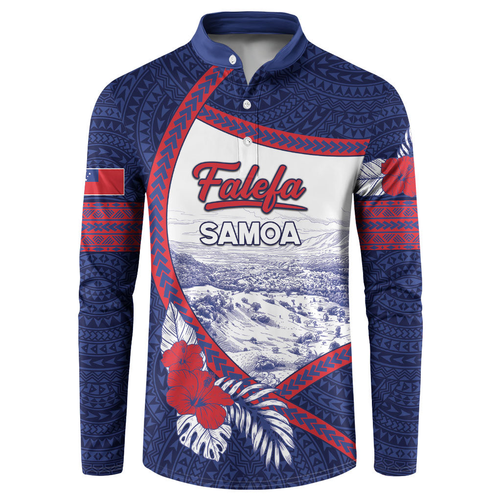 Personalised Falefa Samoa Village Button Sweatshirt Valley Polynesian Tribal Hibiscus Floral DT05 Navy - Polynesian Pride