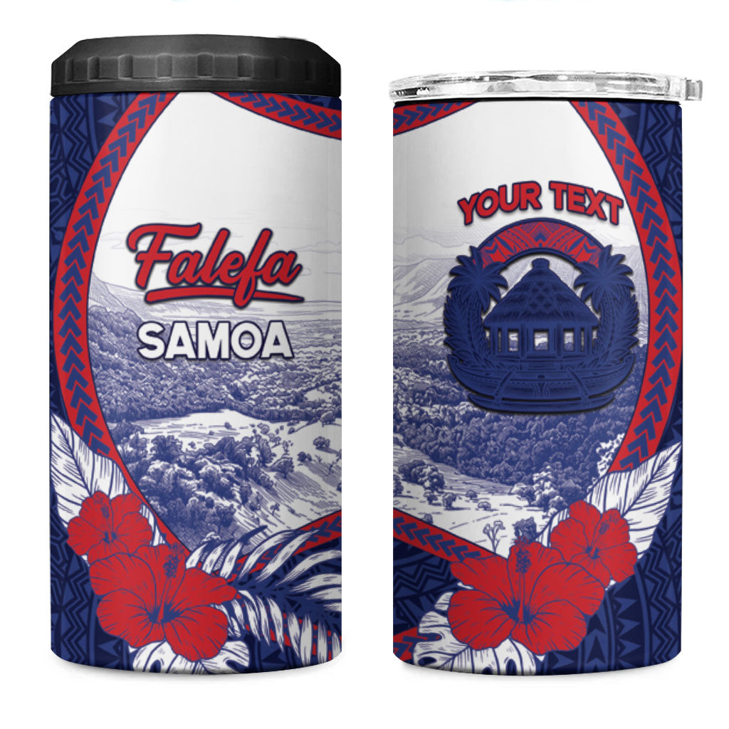 Personalised Falefa Samoa Village 4 in 1 Can Cooler Tumbler Valley Polynesian Tribal Hibiscus Floral DT05 One Size: 16 oz Navy - Polynesian Pride