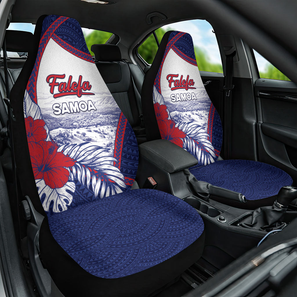 Falefa Samoa Village Car Seat Cover Valley Polynesian Tribal Hibiscus Floral DT05 One Size Navy - Polynesian Pride