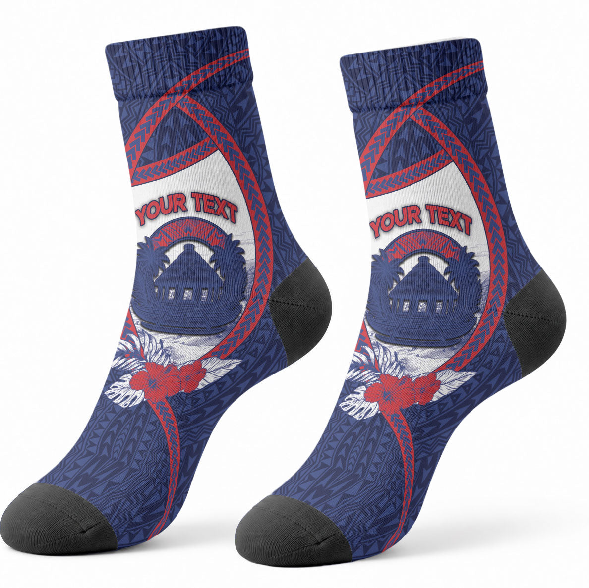Personalised Falefa Samoa Village Crew Socks Valley Polynesian Tribal Hibiscus Floral DT05 - Polynesian Pride