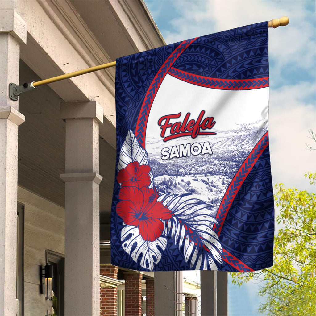 Falefa Samoa Village Garden Flag Valley Polynesian Tribal Hibiscus Floral DT05 House Flag Navy - Polynesian Pride
