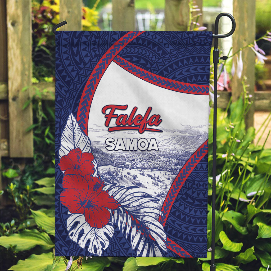Falefa Samoa Village Garden Flag Valley Polynesian Tribal Hibiscus Floral DT05 Garden Flag Navy - Polynesian Pride