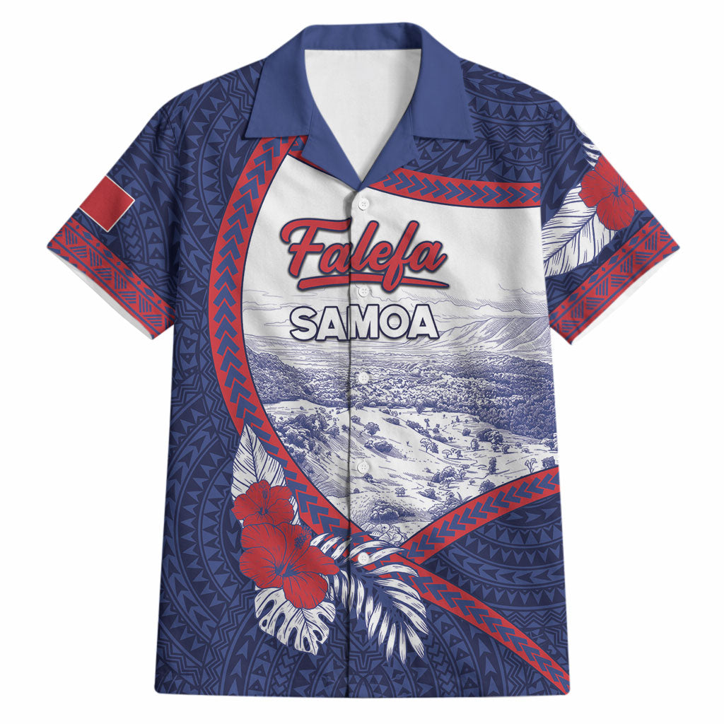 Personalised Falefa Samoa Village Hawaiian Shirt Valley Polynesian Tribal Hibiscus Floral DT05 Navy - Polynesian Pride