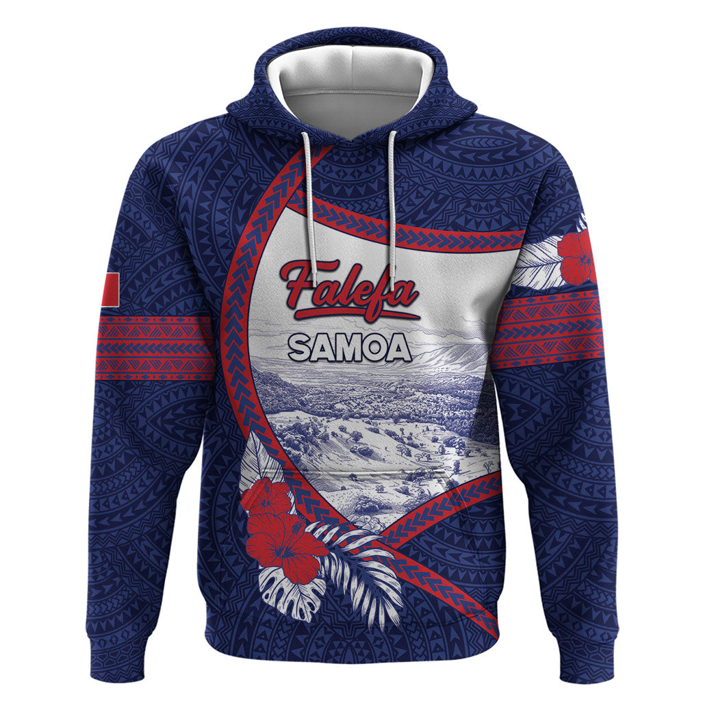 Personalised Falefa Samoa Village Hoodie Valley Polynesian Tribal Hibiscus Floral DT05 Pullover Hoodie Navy - Polynesian Pride