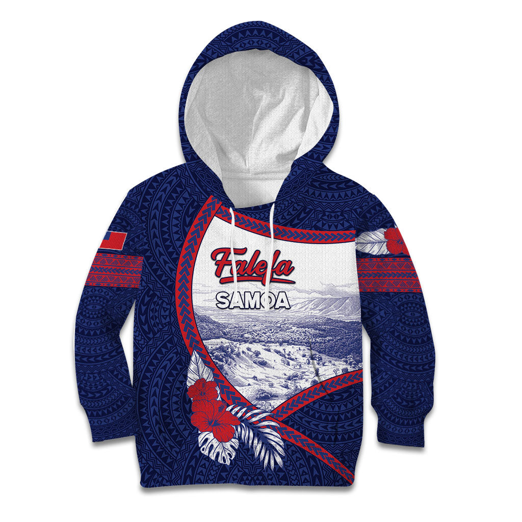 Personalised Falefa Samoa Village Kid Hoodie Valley Polynesian Tribal Hibiscus Floral DT05 Hoodie Navy - Polynesian Pride