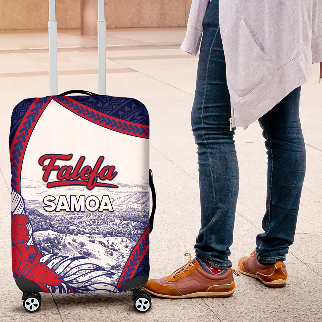 Falefa Samoa Village Luggage Cover Valley Polynesian Tribal Hibiscus Floral DT05 Navy - Polynesian Pride