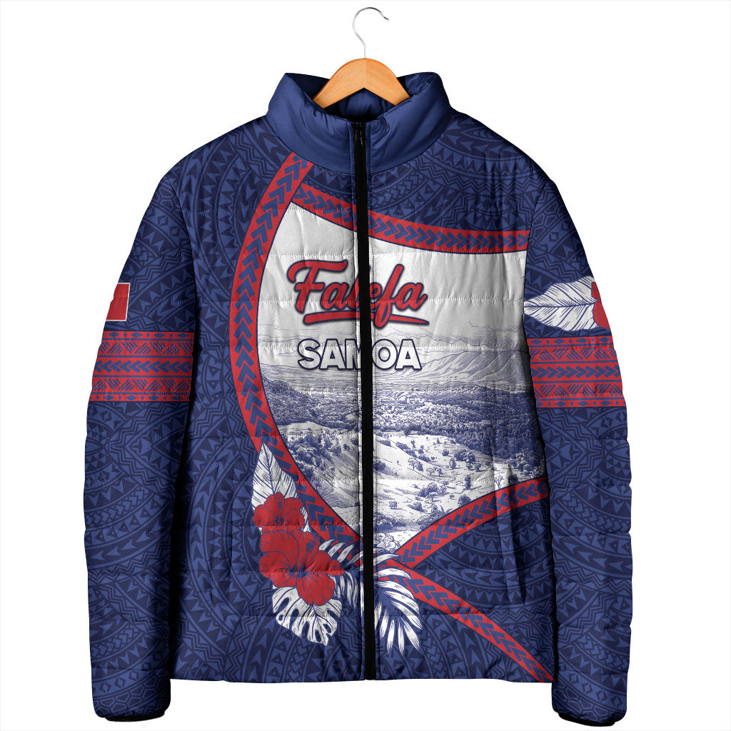 Personalised Falefa Samoa Village Padded Jacket Valley Polynesian Tribal Hibiscus Floral DT05 - Polynesian Pride