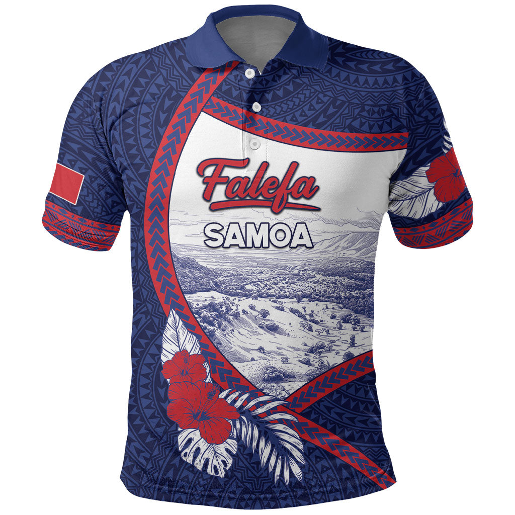 Personalised Falefa Samoa Village Polo Shirt Valley Polynesian Tribal Hibiscus Floral DT05 Navy - Polynesian Pride