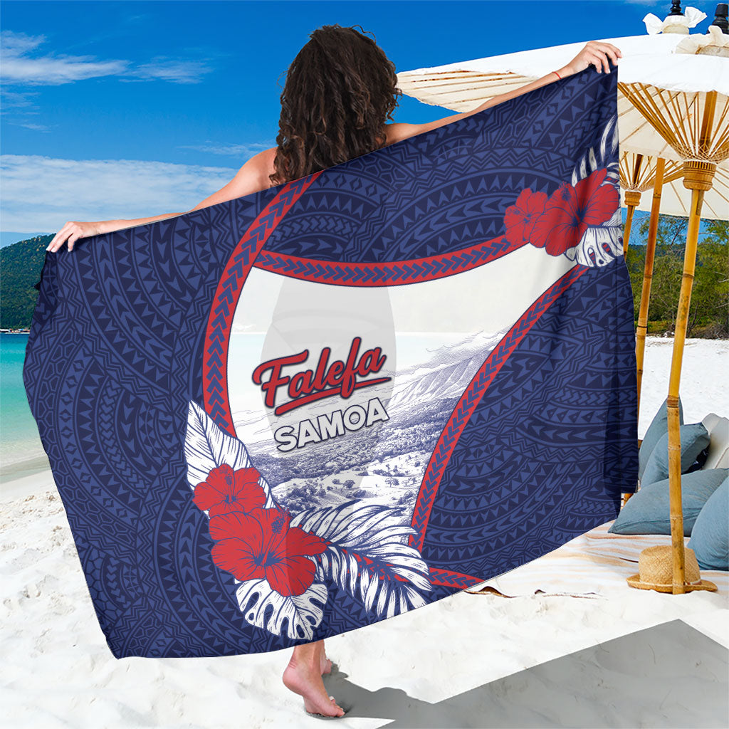 Falefa Samoa Village Sarong Valley Polynesian Tribal Hibiscus Floral DT05 One Size 44 x 66 inches Navy - Polynesian Pride