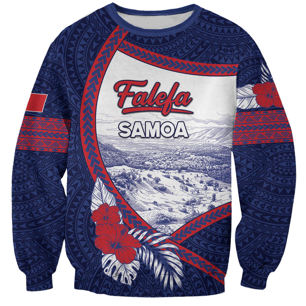 Personalised Falefa Samoa Village Sweatshirt Valley Polynesian Tribal Hibiscus Floral DT05 Unisex Navy - Polynesian Pride