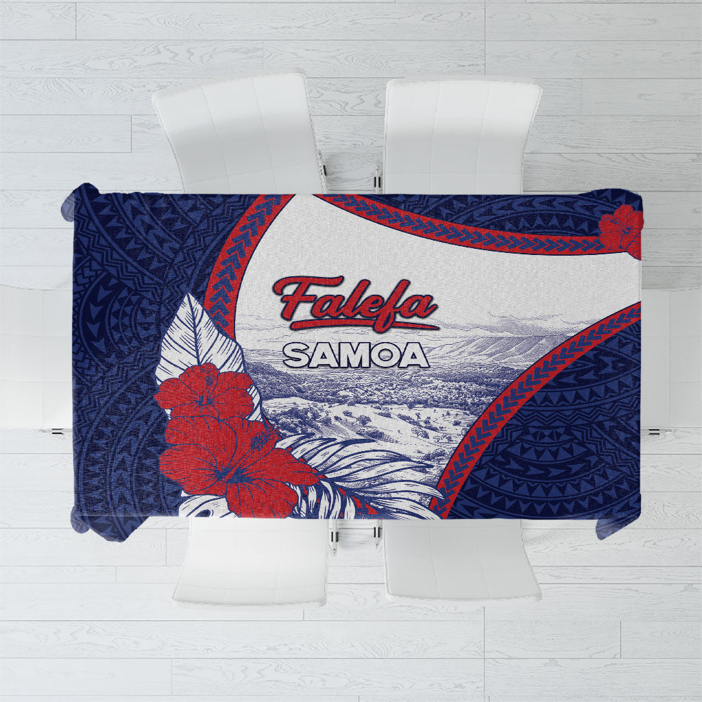 Falefa Samoa Village Tablecloth Valley Polynesian Tribal Hibiscus Floral DT05 Navy - Polynesian Pride