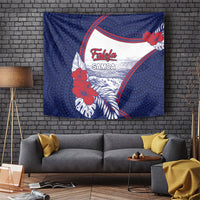 Falefa Samoa Village Tapestry Valley Polynesian Tribal Hibiscus Floral DT05 Navy - Polynesian Pride