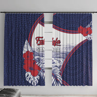 Falefa Samoa Village Window Curtain Valley Polynesian Tribal Hibiscus Floral DT05 With Hooks Navy - Polynesian Pride