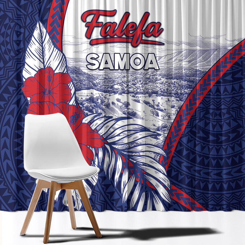 Falefa Samoa Village Window Curtain Valley Polynesian Tribal Hibiscus Floral DT05 - Polynesian Pride