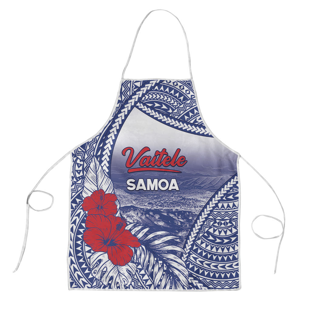 Vaitele Samoa Village Apron Falefa Valley Polynesian Tribal Hibiscus Floral DT05 White - Polynesian Pride