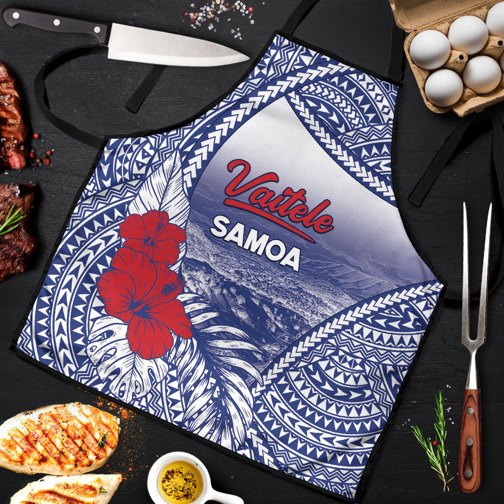 Vaitele Samoa Village Apron Falefa Valley Polynesian Tribal Hibiscus Floral DT05 White - Polynesian Pride