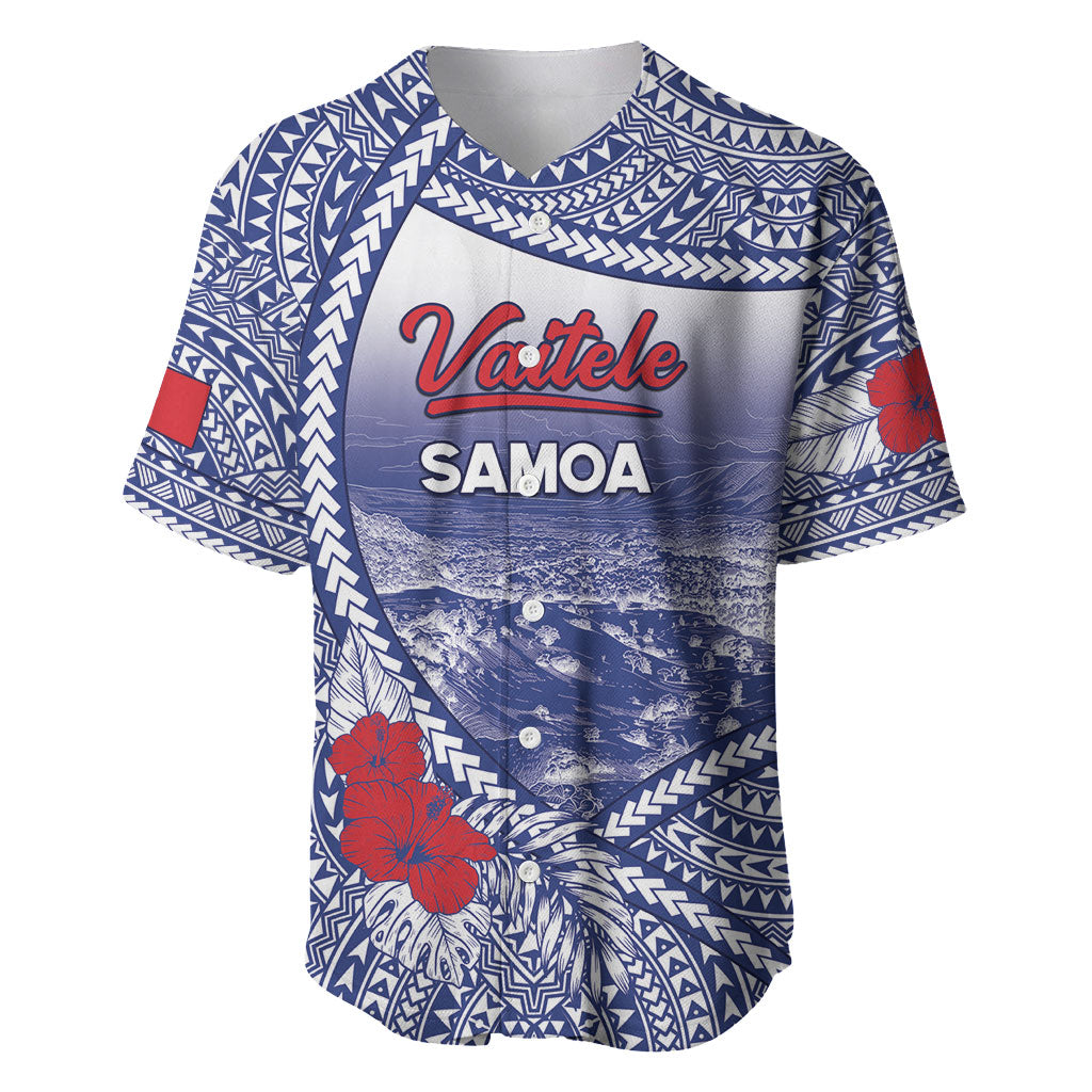 Personalised Vaitele Samoa Village Baseball Jersey Falefa Valley Polynesian Tribal Hibiscus Floral DT05 White - Polynesian Pride