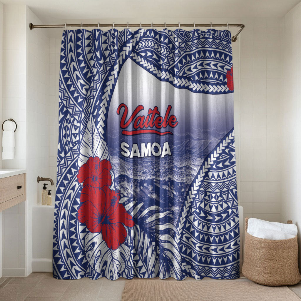 Vaitele Samoa Village Bathroom Set Falefa Valley Polynesian Tribal Hibiscus Floral DT05 Shower Curtain Only White - Polynesian Pride