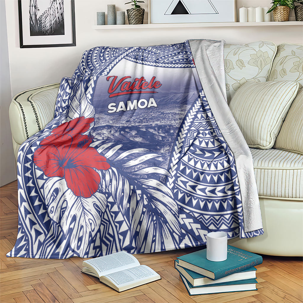 Vaitele Samoa Village Blanket Falefa Valley Polynesian Tribal Hibiscus Floral DT05 White - Polynesian Pride