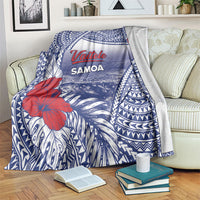 Vaitele Samoa Village Blanket Falefa Valley Polynesian Tribal Hibiscus Floral DT05 White - Polynesian Pride