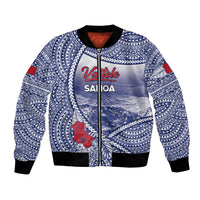 Personalised Vaitele Samoa Village Bomber Jacket Falefa Valley Polynesian Tribal Hibiscus Floral DT05 Unisex White - Polynesian Pride