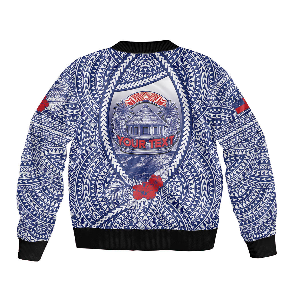 Personalised Vaitele Samoa Village Bomber Jacket Falefa Valley Polynesian Tribal Hibiscus Floral DT05 - Polynesian Pride