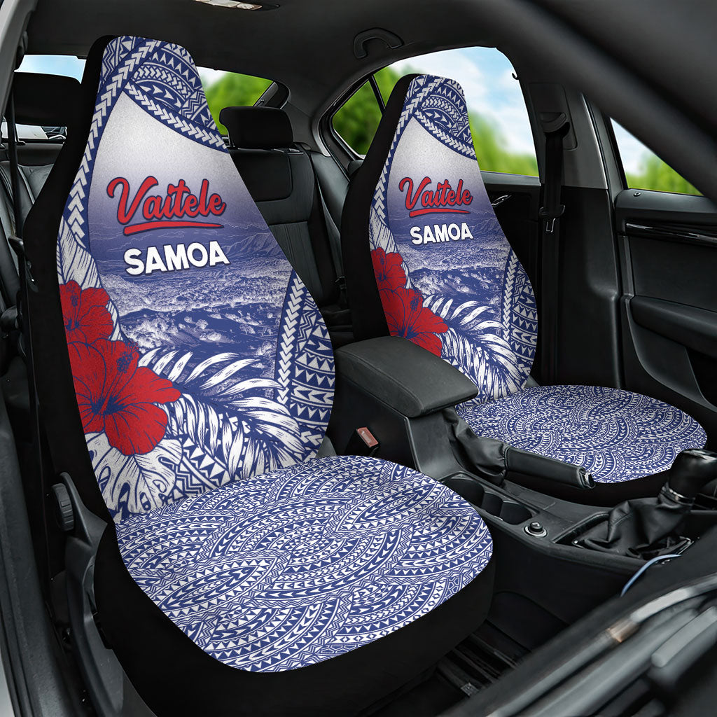 Vaitele Samoa Village Car Seat Cover Falefa Valley Polynesian Tribal Hibiscus Floral DT05 One Size White - Polynesian Pride