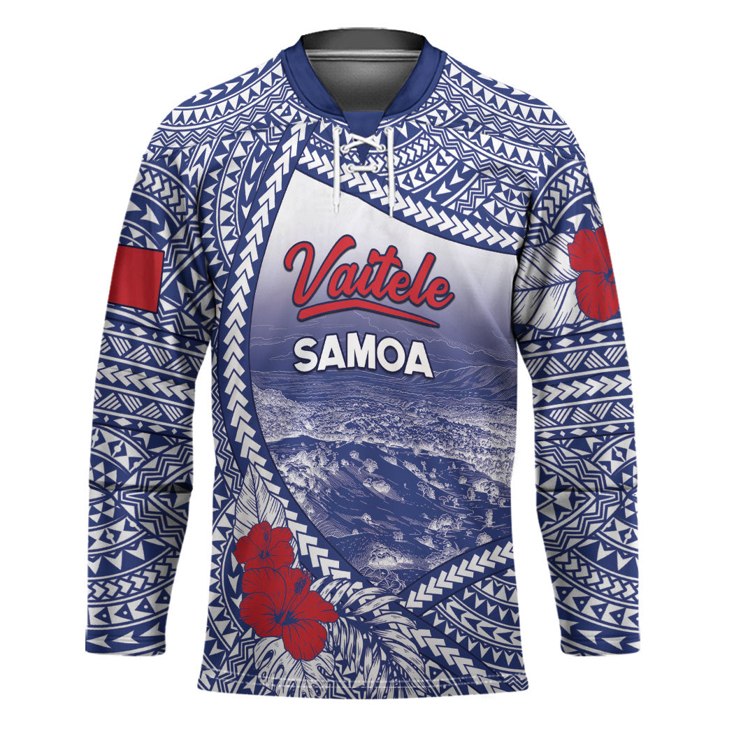 Personalised Vaitele Samoa Village Hockey Jersey Falefa Valley Polynesian Tribal Hibiscus Floral