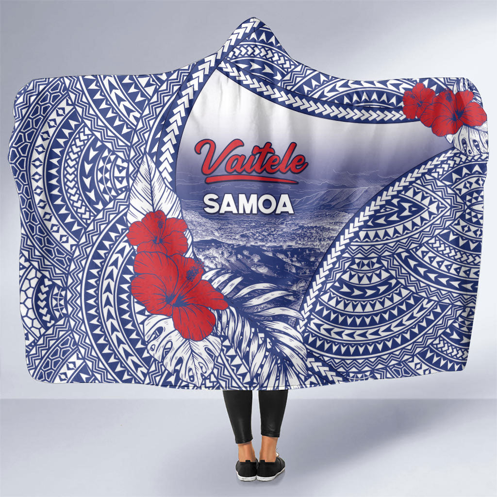 Vaitele Samoa Village Hooded Blanket Falefa Valley Polynesian Tribal Hibiscus Floral DT05 One Size White - Polynesian Pride
