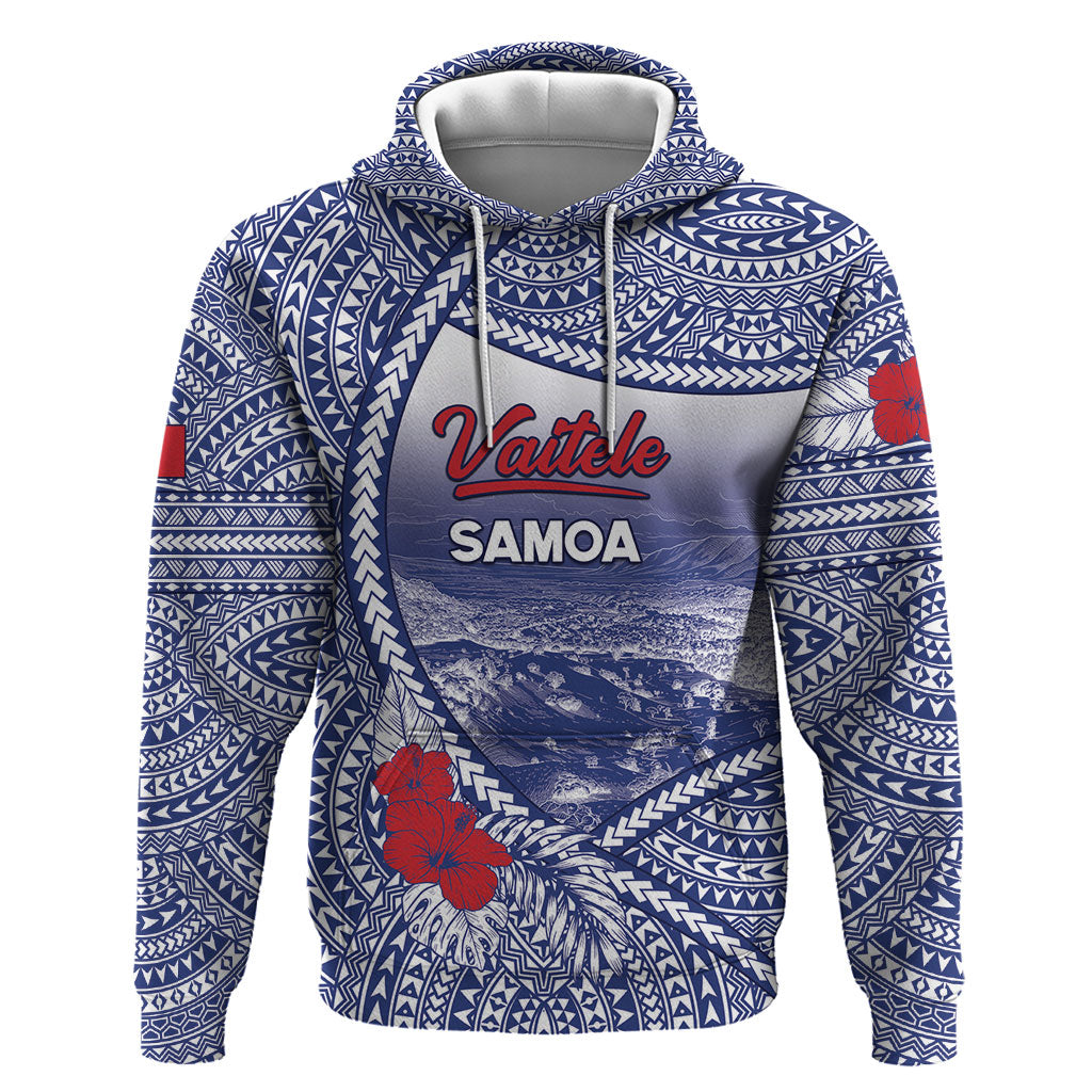 Personalised Vaitele Samoa Village Hoodie Falefa Valley Polynesian Tribal Hibiscus Floral DT05 Pullover Hoodie White - Polynesian Pride