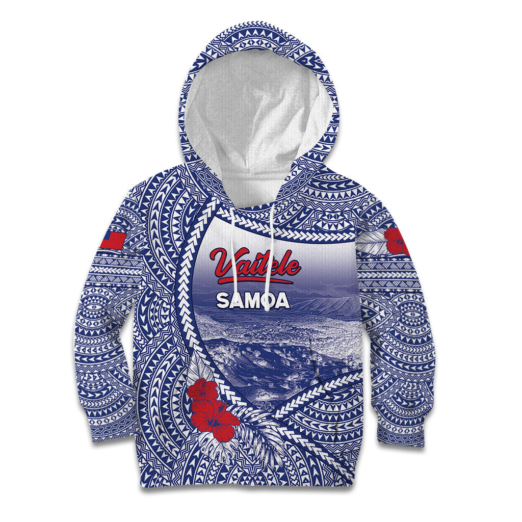 Personalised Vaitele Samoa Village Kid Hoodie Falefa Valley Polynesian Tribal Hibiscus Floral DT05 Hoodie White - Polynesian Pride
