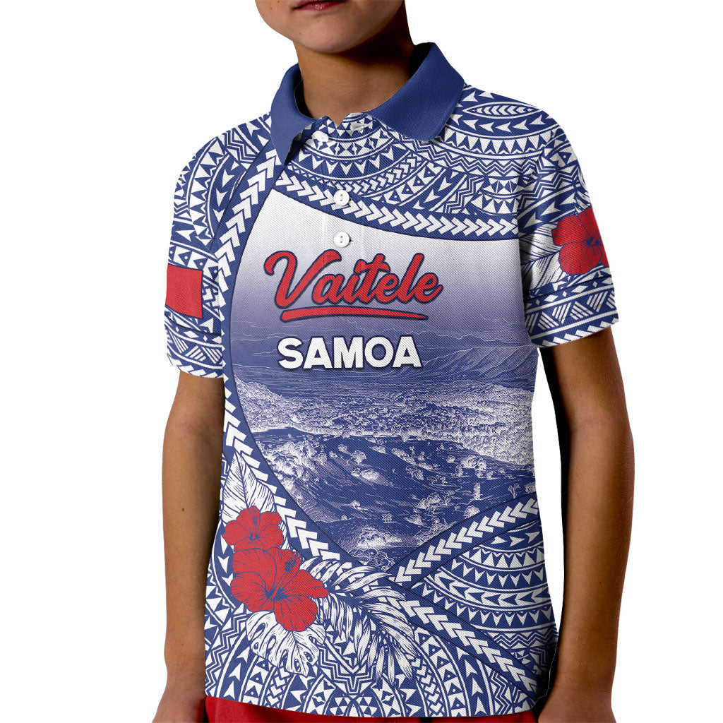 Personalised Vaitele Samoa Village Kid Polo Shirt Falefa Valley Polynesian Tribal Hibiscus Floral DT05 Kid White - Polynesian Pride