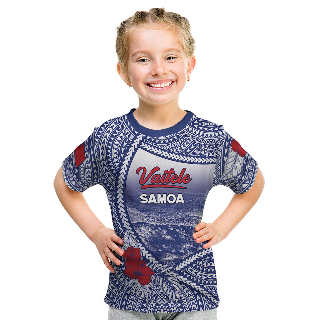 Personalised Vaitele Samoa Village Kid T Shirt Falefa Valley Polynesian Tribal Hibiscus Floral DT05 White - Polynesian Pride