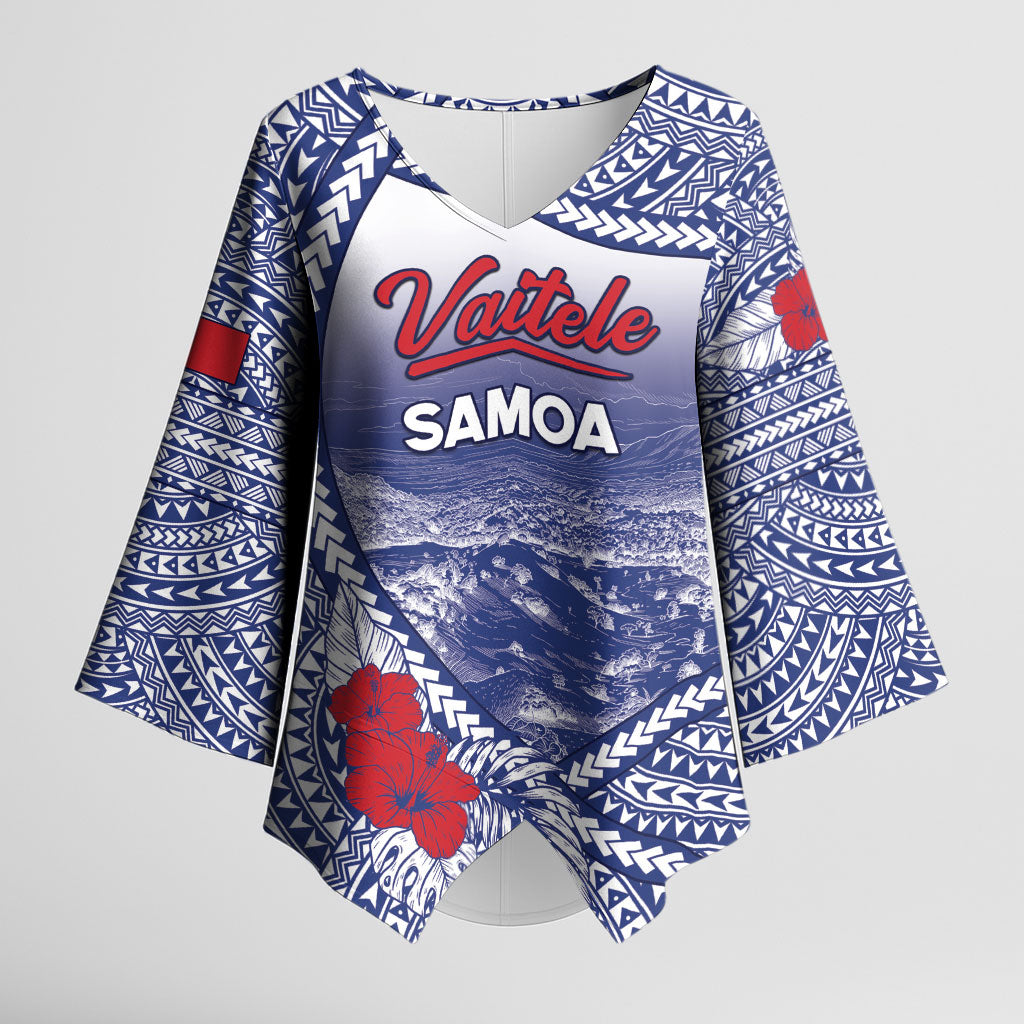 Personalised Vaitele Samoa Village Kimono Sleeve Blouse Falefa Valley Polynesian Tribal Hibiscus Floral DT05 Female White - Polynesian Pride