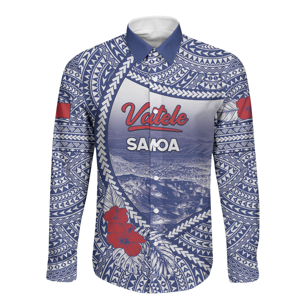 Personalised Vaitele Samoa Village Long Sleeve Button Shirt Falefa Valley Polynesian Tribal Hibiscus Floral DT05 Unisex White - Polynesian Pride