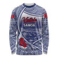 Personalised Vaitele Samoa Village Long Sleeve Shirt Falefa Valley Polynesian Tribal Hibiscus Floral DT05 Unisex White - Polynesian Pride