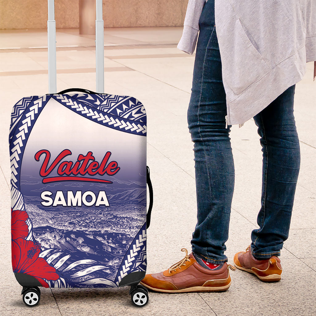 Vaitele Samoa Village Luggage Cover Falefa Valley Polynesian Tribal Hibiscus Floral DT05 White - Polynesian Pride