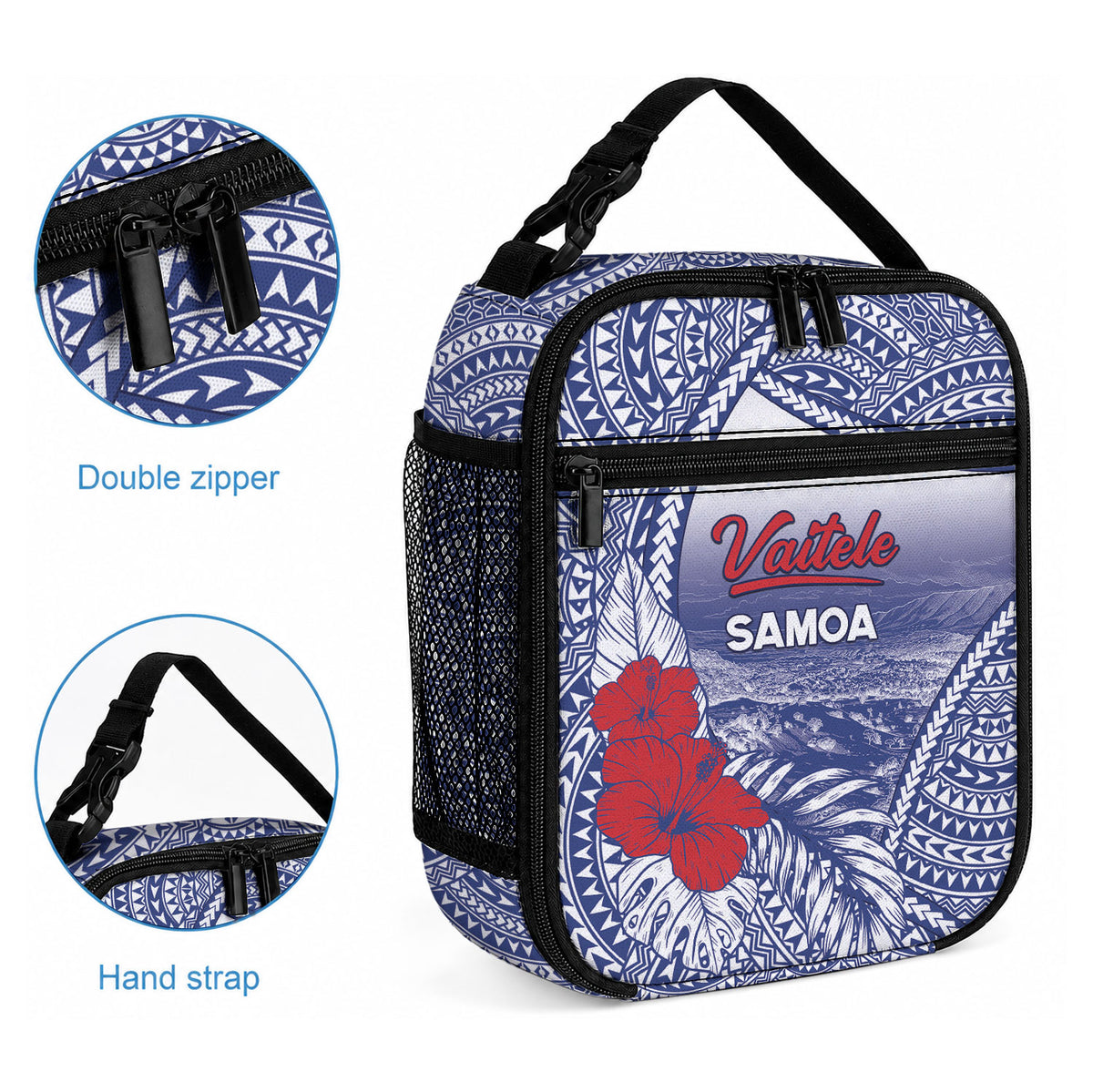 Vaitele Samoa Village Lunch Bag Falefa Valley Polynesian Tribal Hibiscus Floral DT05 - Polynesian Pride