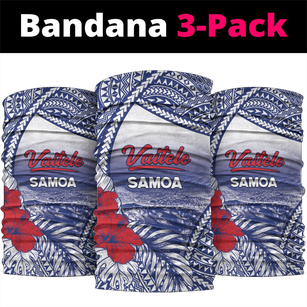 Vaitele Samoa Village Neck Gaiter Falefa Valley Polynesian Tribal Hibiscus Floral DT05 package One Size: 25*50cm White - Polynesian Pride