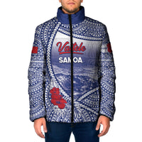 Personalised Vaitele Samoa Village Padded Jacket Falefa Valley Polynesian Tribal Hibiscus Floral DT05 Men White - Polynesian Pride