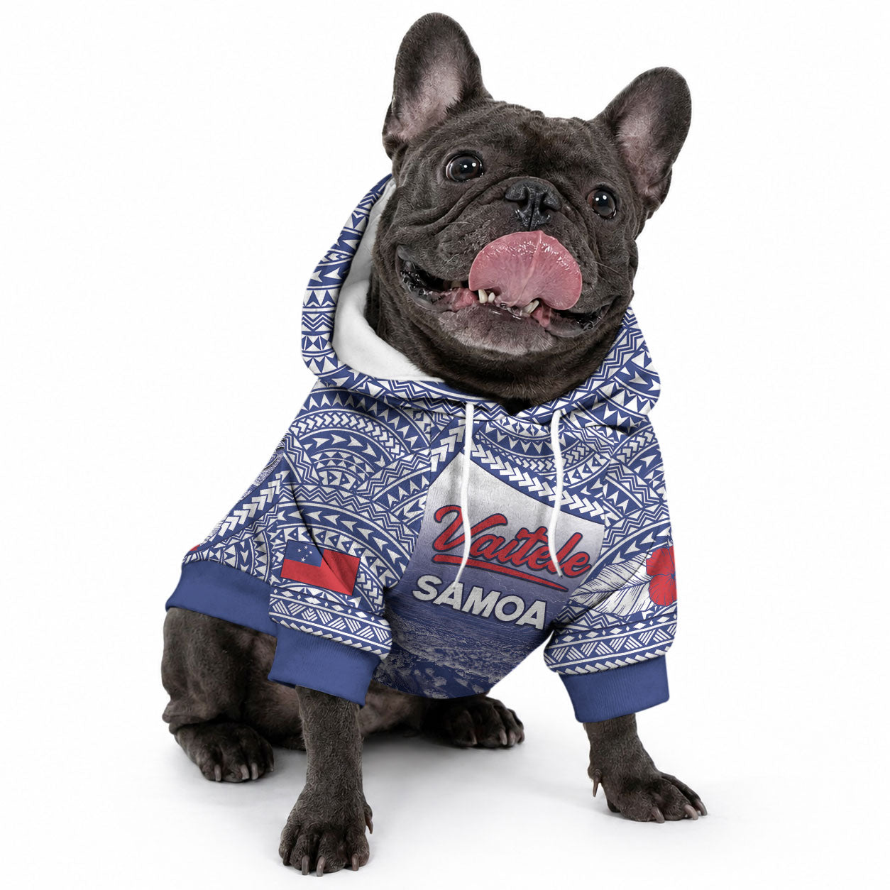 Personalised Vaitele Samoa Village Pet Hoodie Falefa Valley Polynesian Tribal Hibiscus Floral