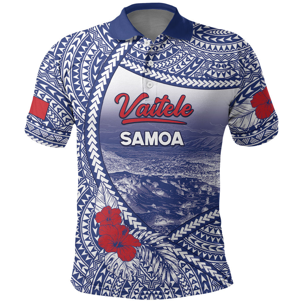 Personalised Vaitele Samoa Village Polo Shirt Falefa Valley Polynesian Tribal Hibiscus Floral DT05 White - Polynesian Pride
