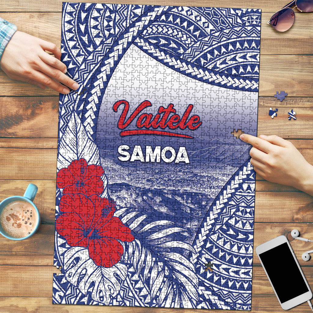 Vaitele Samoa Village Puzzle Falefa Valley Polynesian Tribal Hibiscus Floral DT05 White - Polynesian Pride