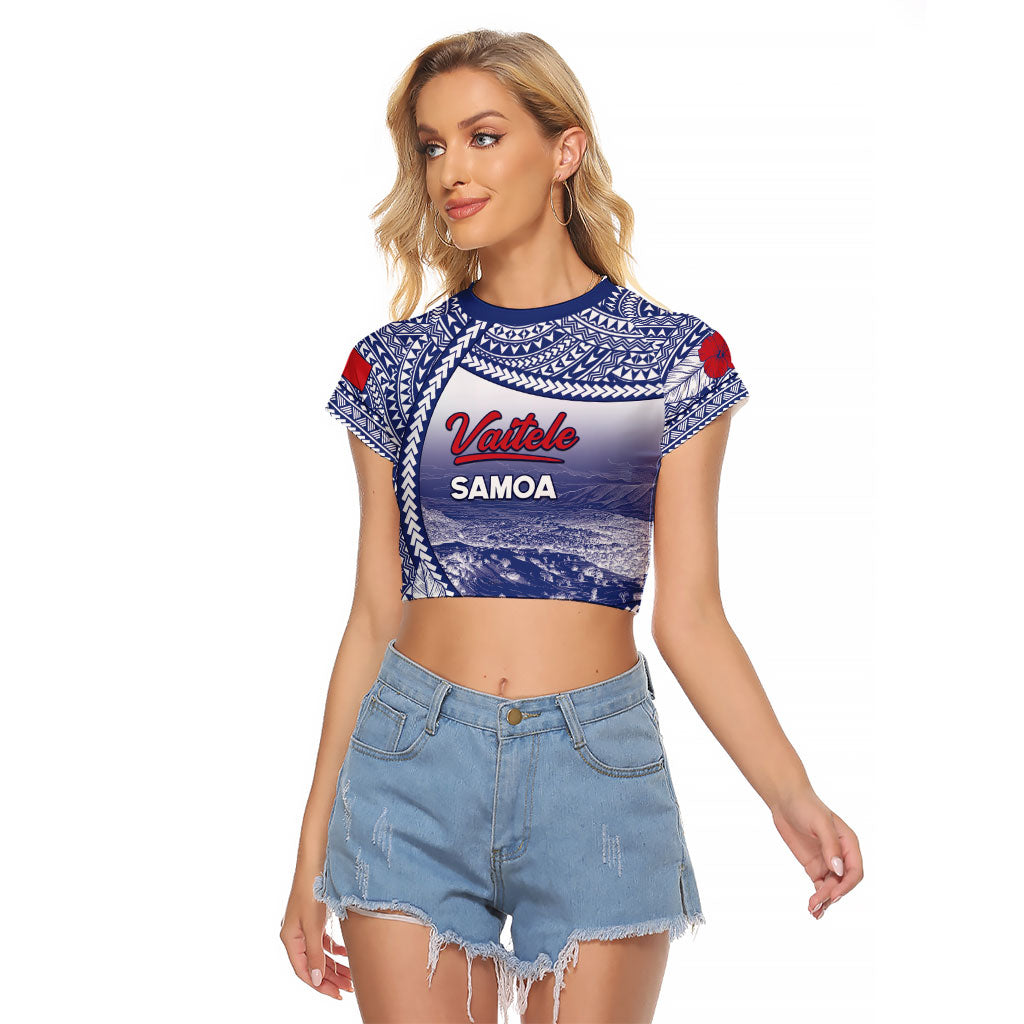 Personalised Vaitele Samoa Village Raglan Cropped T Shirt Falefa Valley Polynesian Tribal Hibiscus Floral DT05 Female White - Polynesian Pride