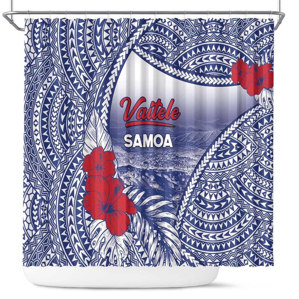 Vaitele Samoa Village Shower Curtain Falefa Valley Polynesian Tribal Hibiscus Floral DT05 White - Polynesian Pride