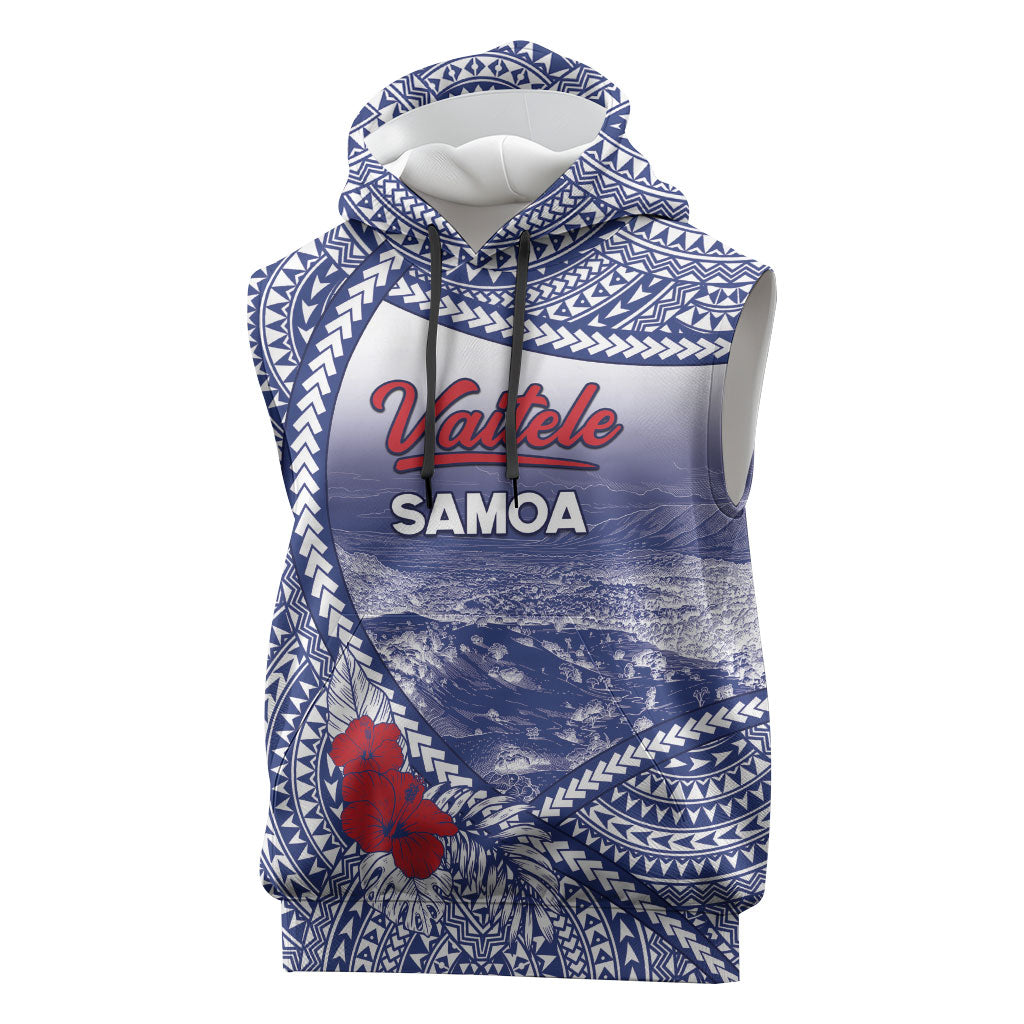 Personalised Vaitele Samoa Village Sleeveless Hoodie Falefa Valley Polynesian Tribal Hibiscus Floral