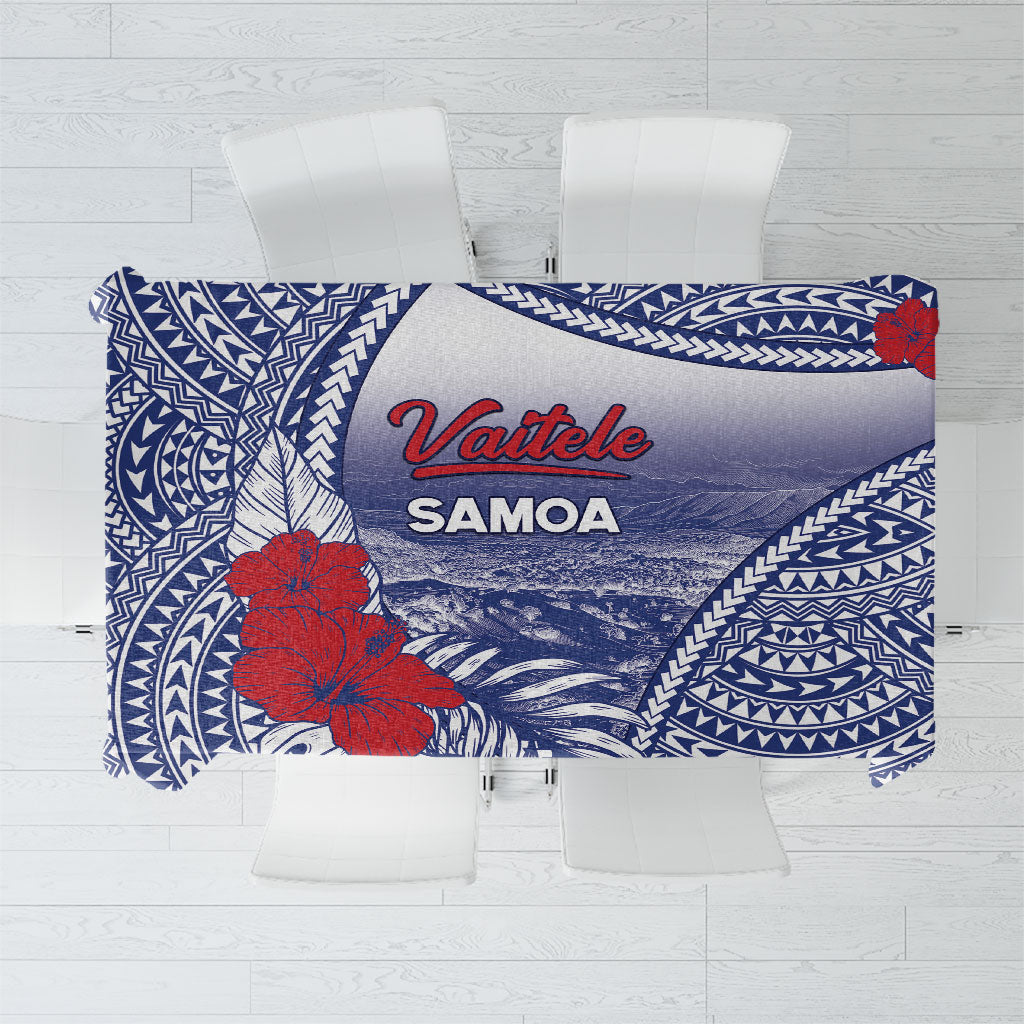 Vaitele Samoa Village Tablecloth Falefa Valley Polynesian Tribal Hibiscus Floral DT05 White - Polynesian Pride