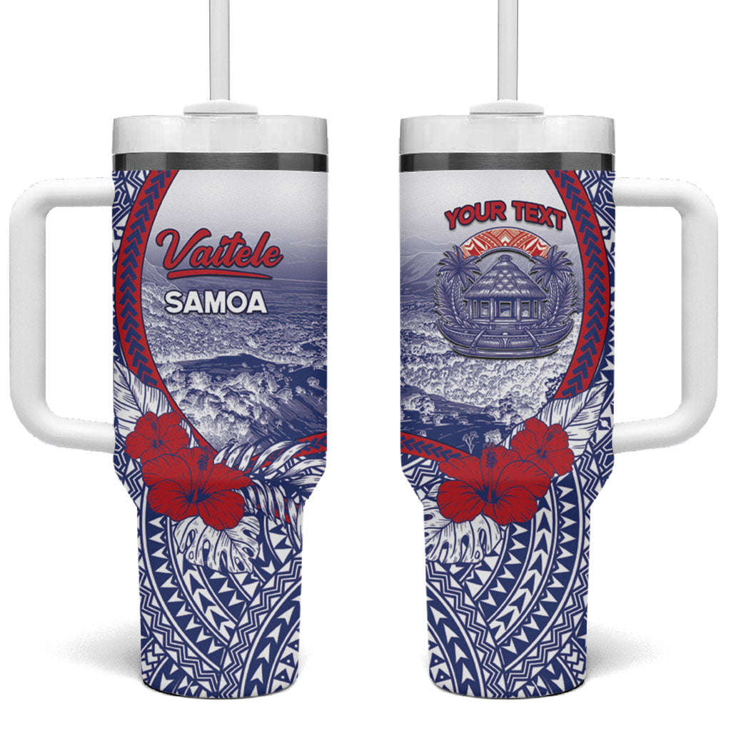Personalised Vaitele Samoa Village Tumbler With Handle Falefa Valley Polynesian Tribal Hibiscus Floral DT05 One Size: 40 oz White - Polynesian Pride
