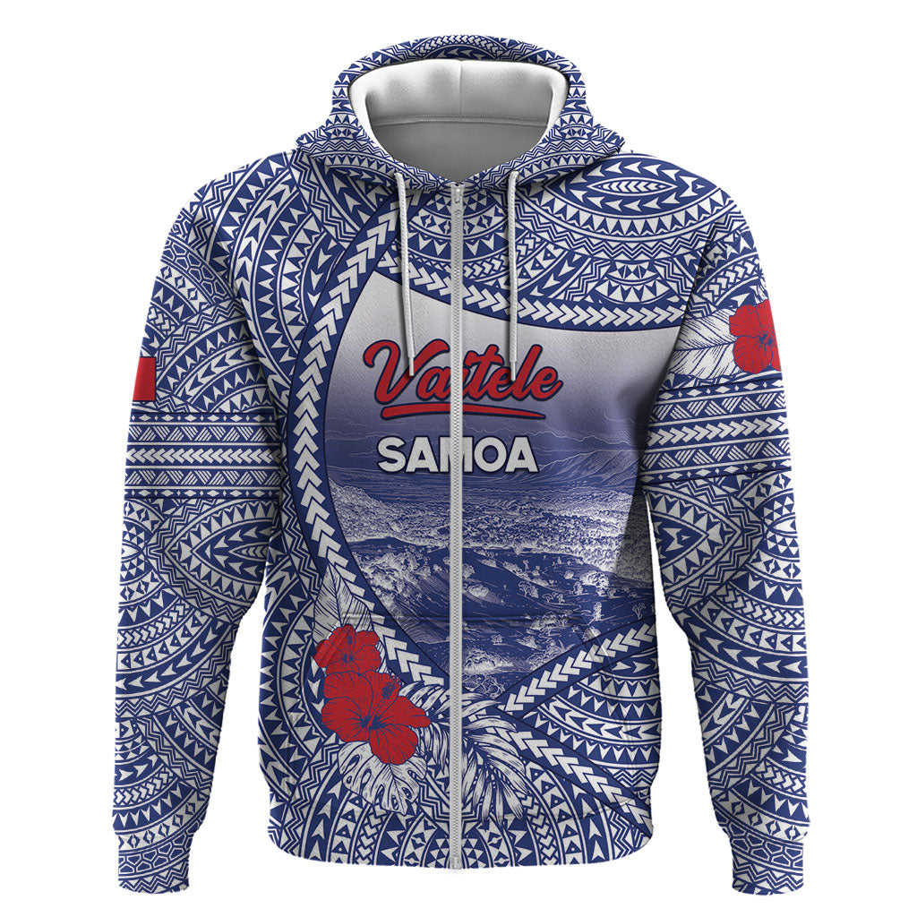 Personalised Vaitele Samoa Village Zip Hoodie Falefa Valley Polynesian Tribal Hibiscus Floral DT05 Zip Hoodie White - Polynesian Pride