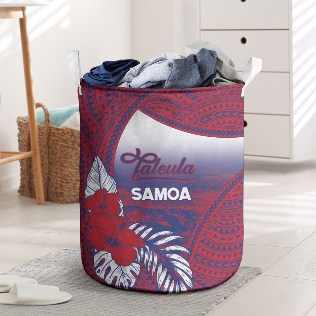 Faleula Samoa Village Laundry Basket Falefa Valley Polynesian Tribal Hibiscus Floral DT05 Red - Polynesian Pride